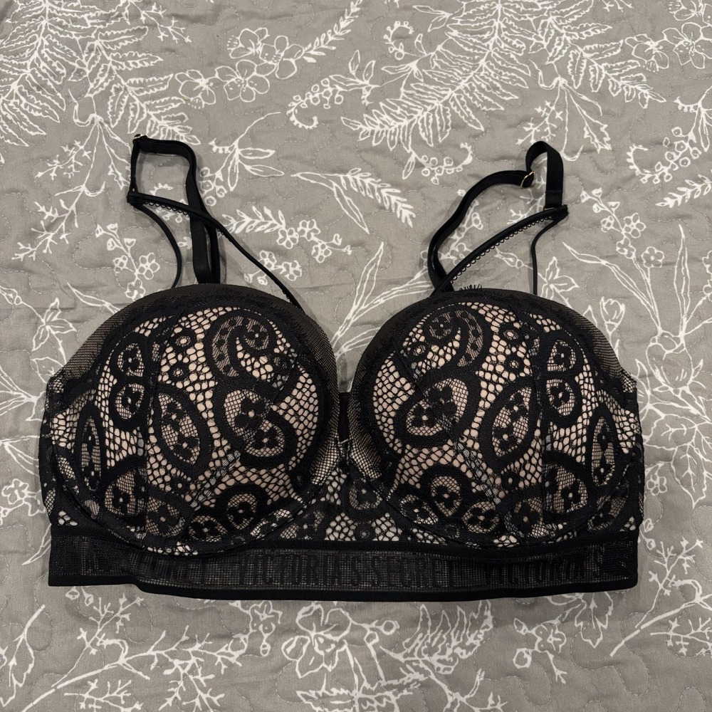 Victoria's Secret - Very Sexy Push Up Bra w/ Removable Straps Black/Nude 34D - Picture 1 of 5